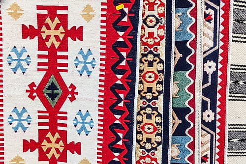 Romania Traditional textile-woven designs on cloth Art Print